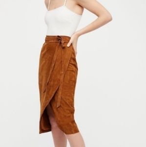 Suede Knee Length Skirt